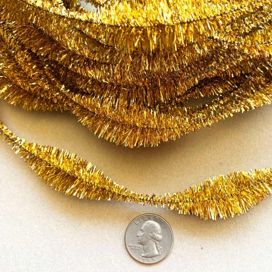 3-1/4" Bumps Metallic Gold Retro Chenille Bump Wired Tinsel Garland ~ 1 yd. (12 bumps)